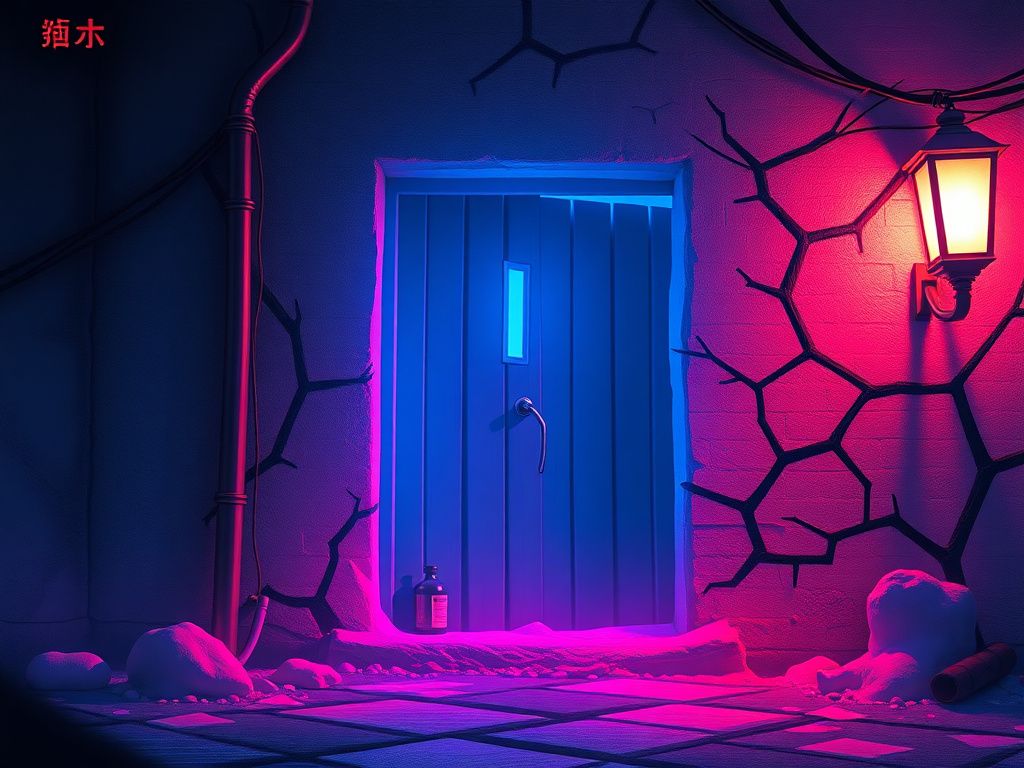 Korean supernatural comic cover with glowing blue door
